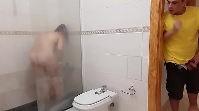 round STEPMOM CAUGHT IN THE shower bare AND ALSO WANTS STEPSON'S penis