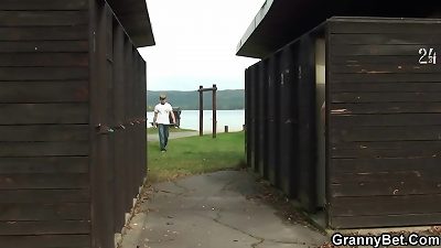 enormous breasts towheaded grandmother rides stranger's pink cigar on public