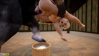 chesty hoe gets milk from people-horses | thick hard-on Monster | 3d porn horny Life