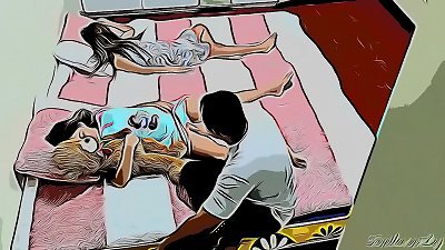 Stepdaughter smashed by her stepfather Next to her mom cartoon hentai