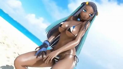 Pokemon Trainer Nessa dirty dancing on the Beach (HentaiSpark.com)