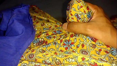 money-shot in maid's satin saree and blouse