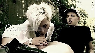 nicely-shaped ash-blonde grandmother deep-throats and ravages under the bridge