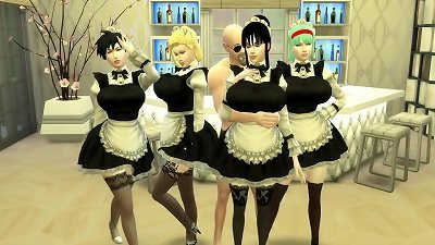 Maid slaves episode 11 Haren of stunning Wives Bulma Chichi Nro18 and Videl hookup marionettes master roshi Dragon Ball manga porn