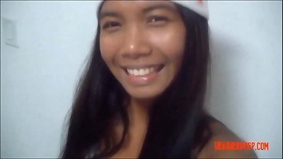 HD Christmas xmas pornography gargle throatpie movie from Thai teen Heather Deep