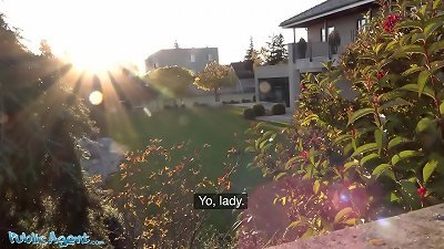 Public Agent Sabien Demonia gets her fat funbags out and vulva torn up