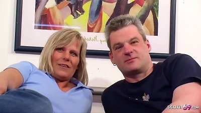 older husband let Stranger fuck his old wife in MMF threesome