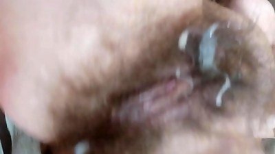 jizz on unshaved fuckbox