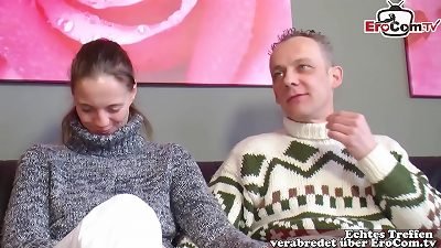 German youthfull damsel girlfriend collective first-ever time mmf 3 way in first-timer audition