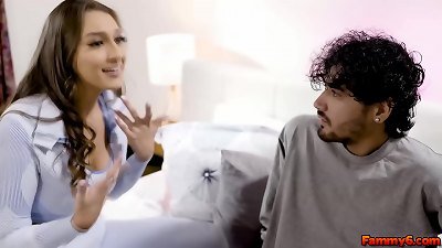 Bella Rollan is having phone sex with her gf when she is caught by Rico eavesdropping on her call, to get off her excitement she uses his spear