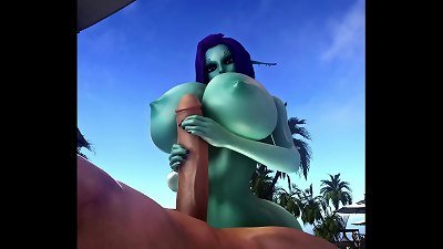 Soria - relieving Pooltime handjob and titty gusto