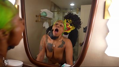 Moee Baby Gets Her pussy Coins Knocked Out By Gibby The Clown