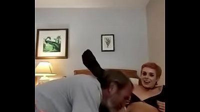 older guy gobbles Sidra Sage pussy In Public