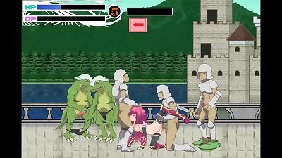 Pretty woman in fuckfest with fellow and monster in erotic gameplay htai