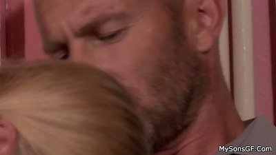 lean blonde teen sucks and rides aged thick salami